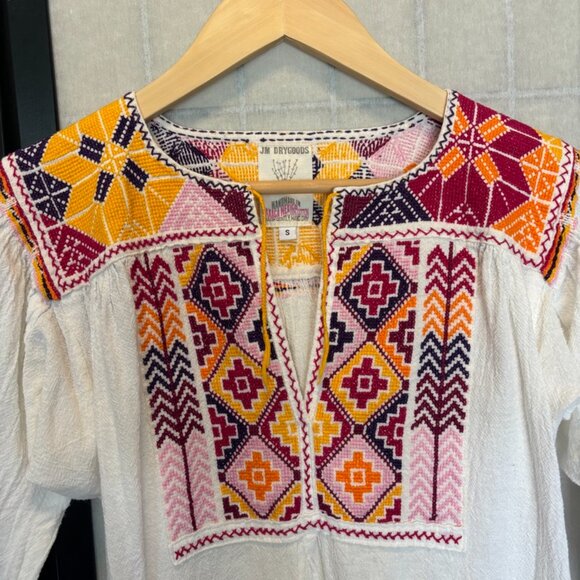 Madewell X J M Dry Goods Floral Embroidered Blouse Size Small Boho Hippie - Picture 3 of 4